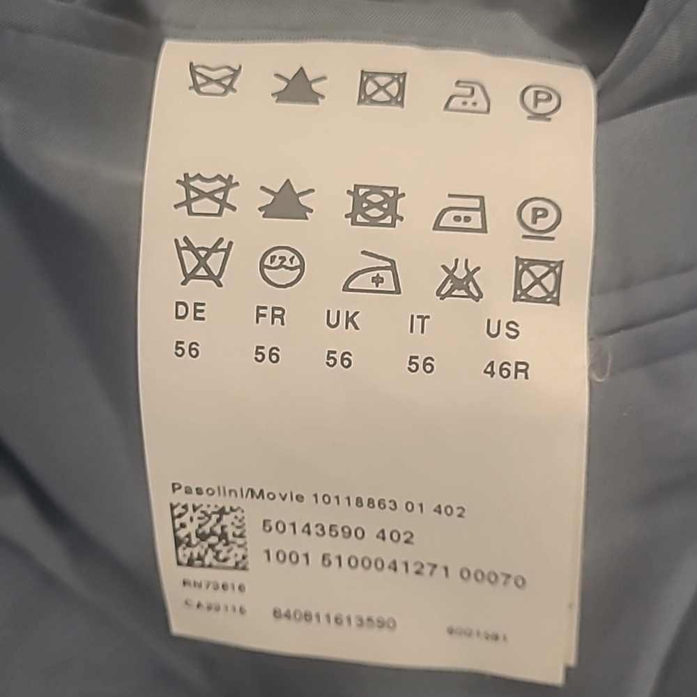 Hugo Boss 46R Wool Blazer Sport Coat Jacket Striped Navy & black 2 Buttons Long - Picture 8 of 9